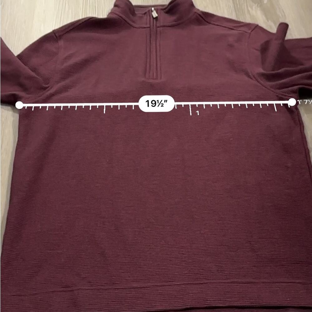 Van Heusen Never Tuck Burgundy Red Striped Long Sleeve Quarter Zip Jacket Size S - Picture 7 of 8
